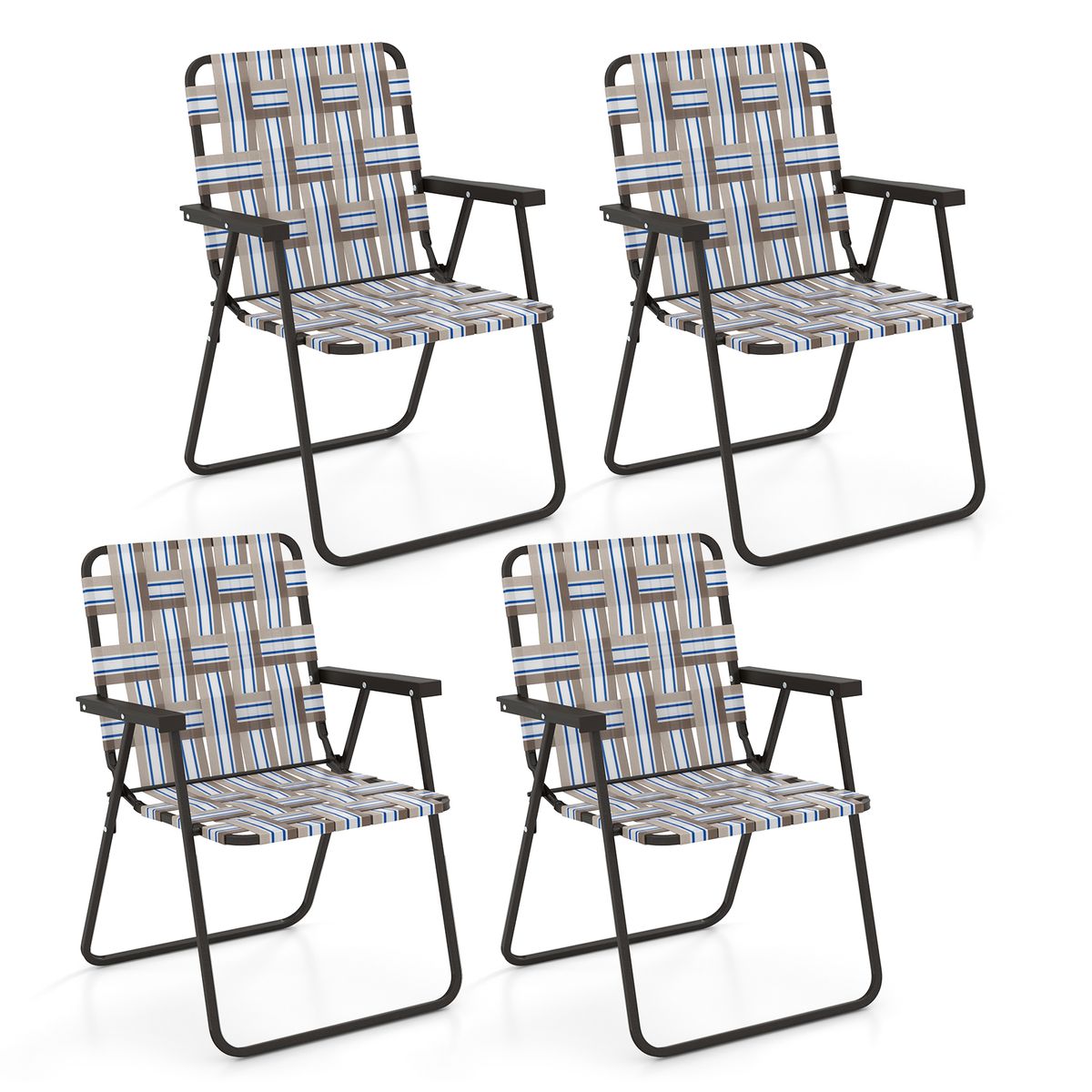 Photos - Chair Costway Lightweight Folding Lawn Webbing   - Brown-4 HC (2- to 6-Pack)