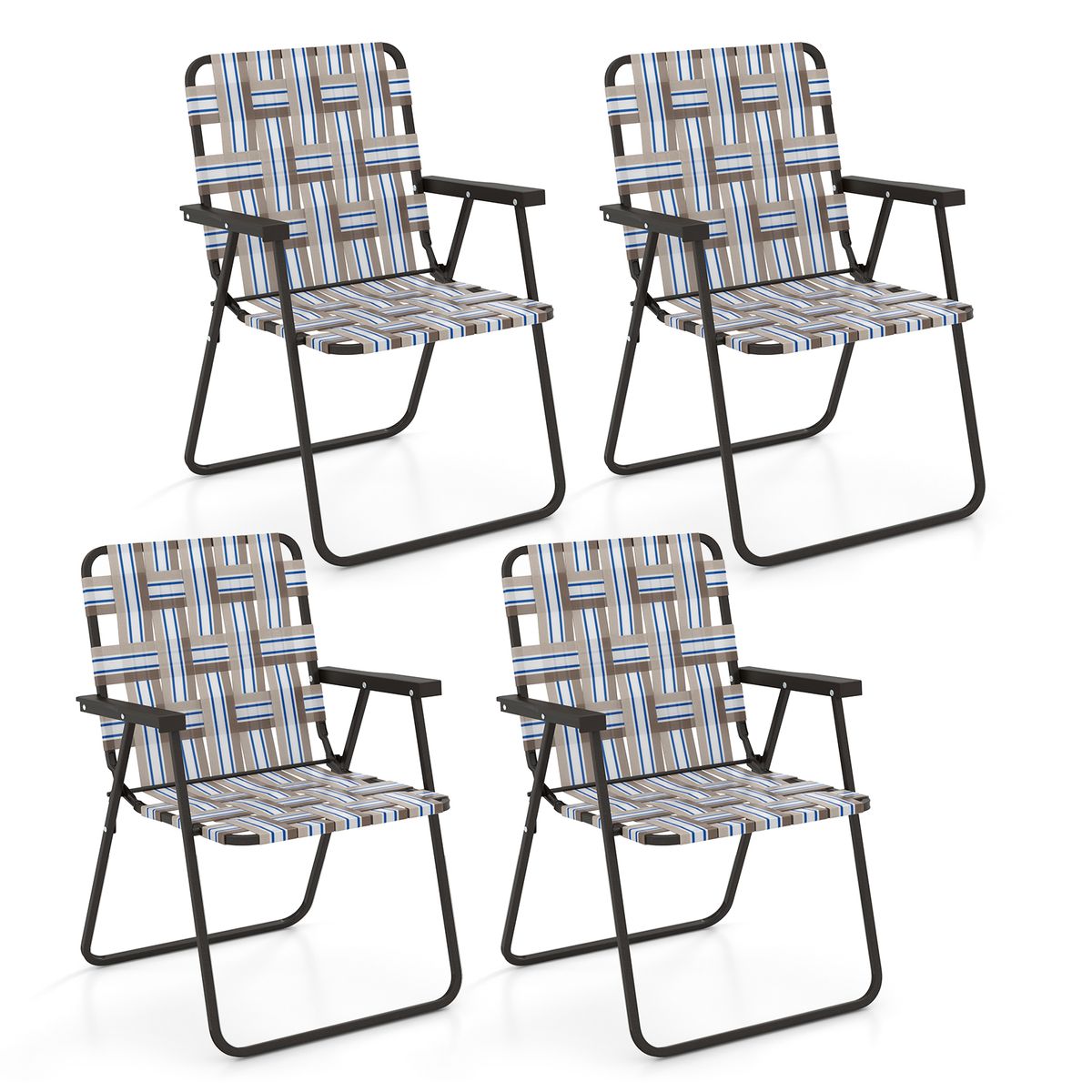 Photos - Chair Costway Lightweight Folding Lawn Webbing - Brown-4 HCST01351 (2- to 6-Pack)