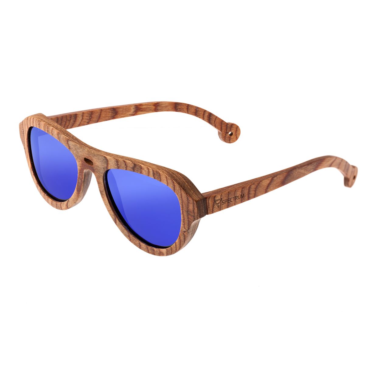 Spectrum Polarized Wooden Sunglasses - Marzo - Brown/Blue