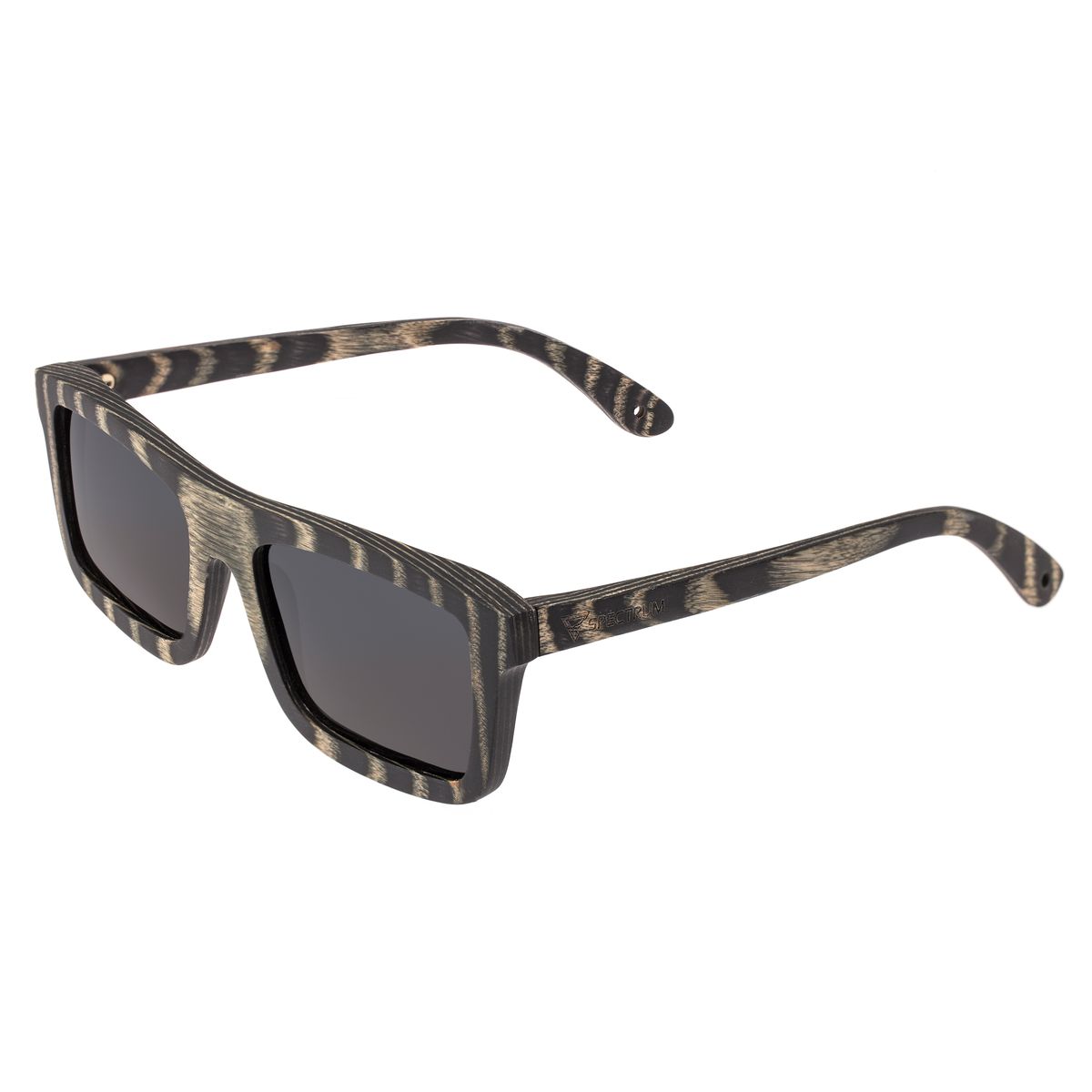 Spectrum Polarized Wooden Sunglasses - Ward - Black Stripe/Black