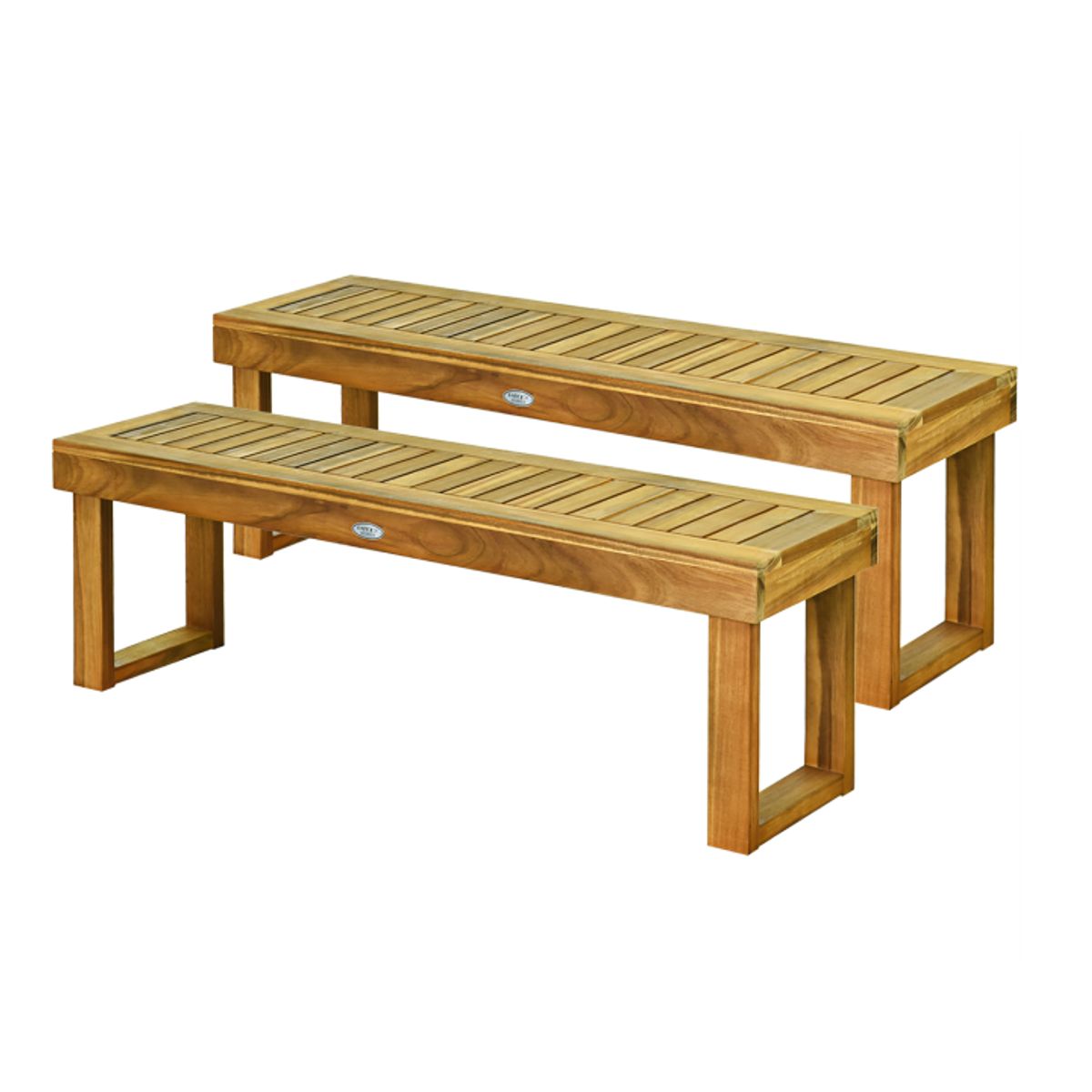 Photos - Garden Furniture Costway Outdoor Square-End 52'' Acacia Wood Bench  -  2Pcs 52'' Outdoor Acac 2*OP70392 (1- or 2-Pack)