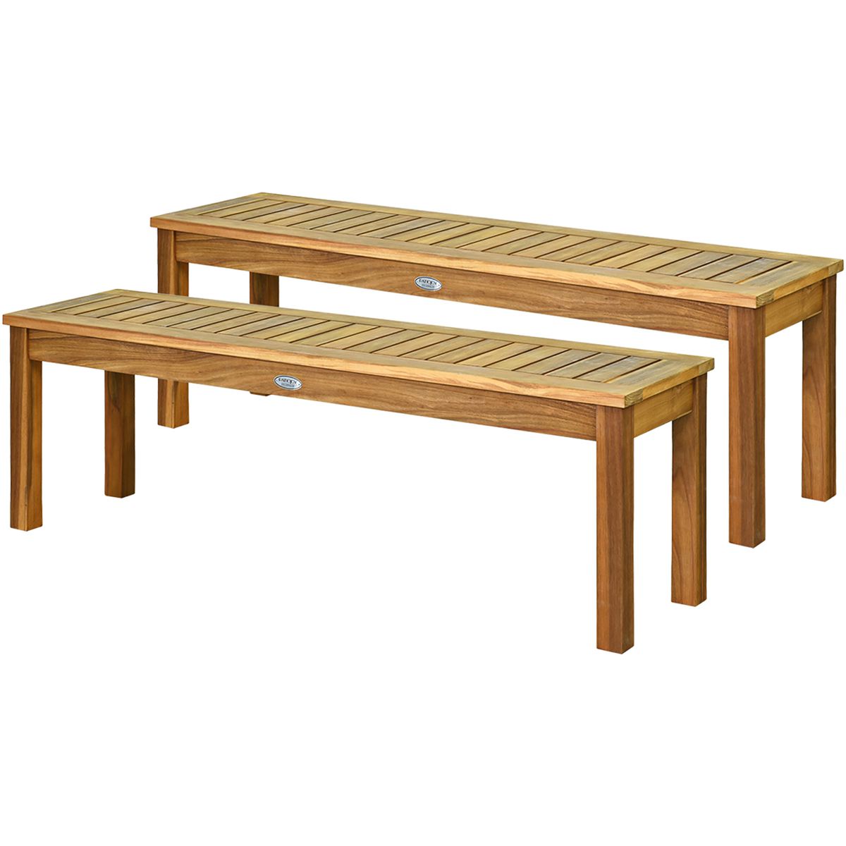 52-Inch Outdoor Acacia Wood Dining Bench Chair (1- or 2-Pack) - Costway 52"" Outdoor Acacia Wood - 2 pack