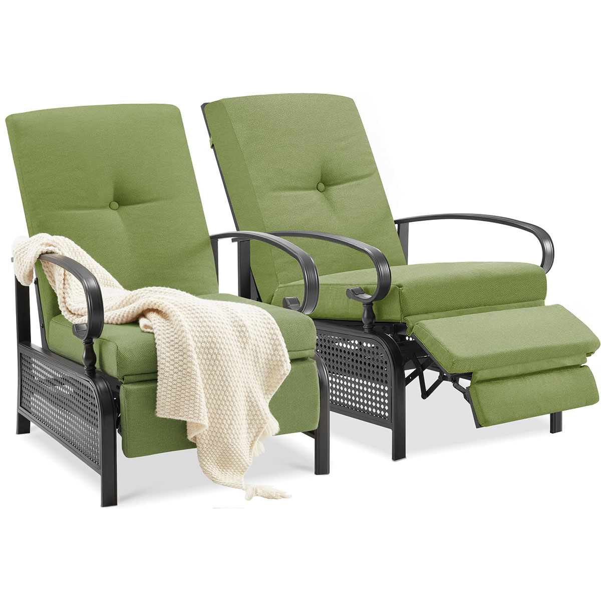 Photos - Garden Furniture AECOJOY Adjustable Outdoor Metal Recliner  - 16225GN-2-UG01 1(1 or 2-Pack)