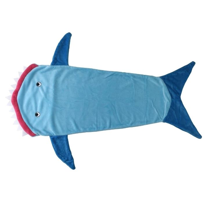Photos - Duvet Private Label Mermaid or Shark Tail Micro-Mink Blanket - Light Blue/Blue S