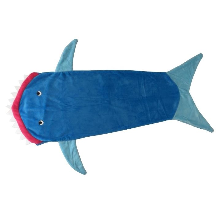 Photos - Duvet Private Label Mermaid or Shark Tail Micro-Mink Blanket - Blue/Red Shark SB