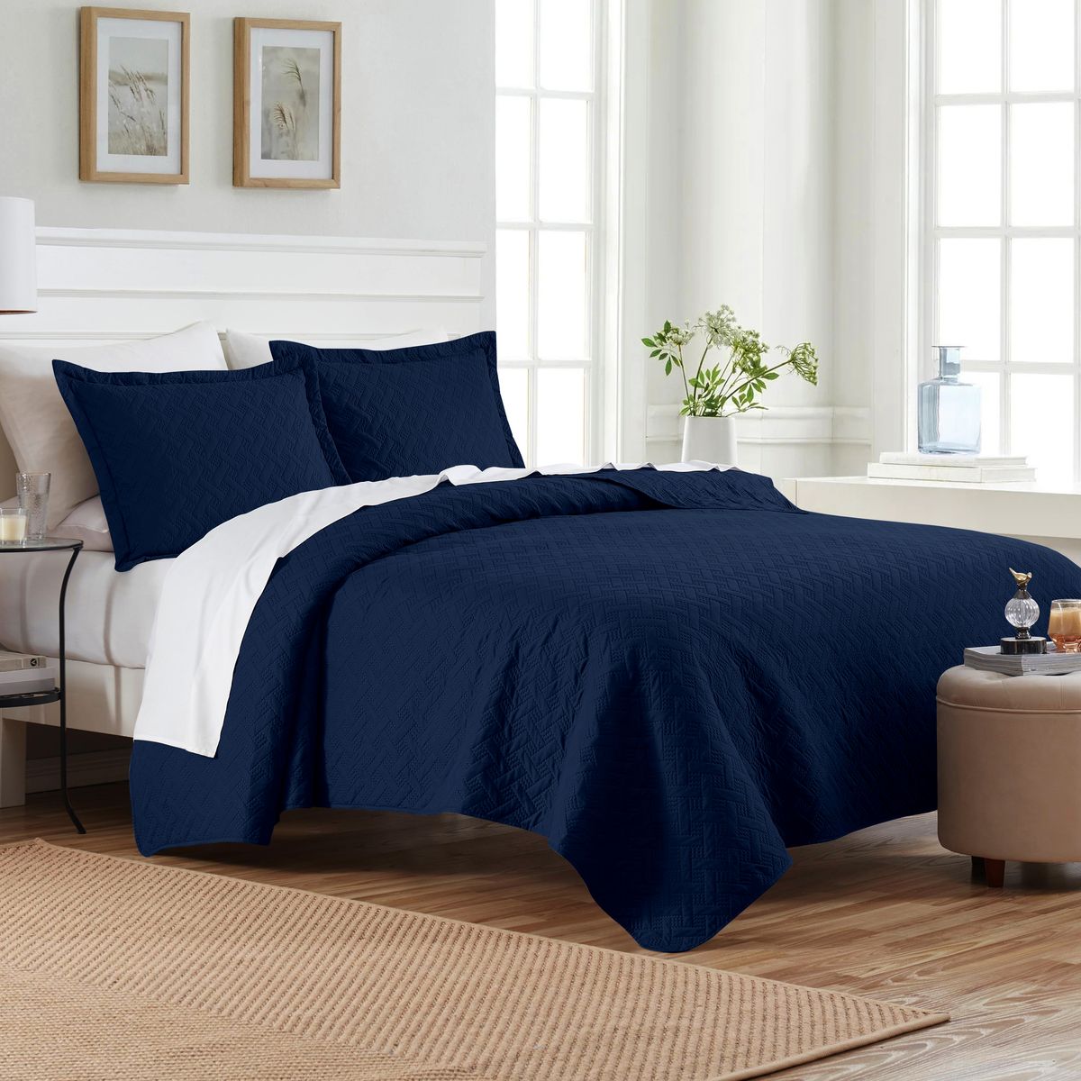Photos - Duvet Dan River 3-Piece Dan River Basket Pinsonic Quilt Set - Pinsonic Quilt - Queen 2411FQNAV