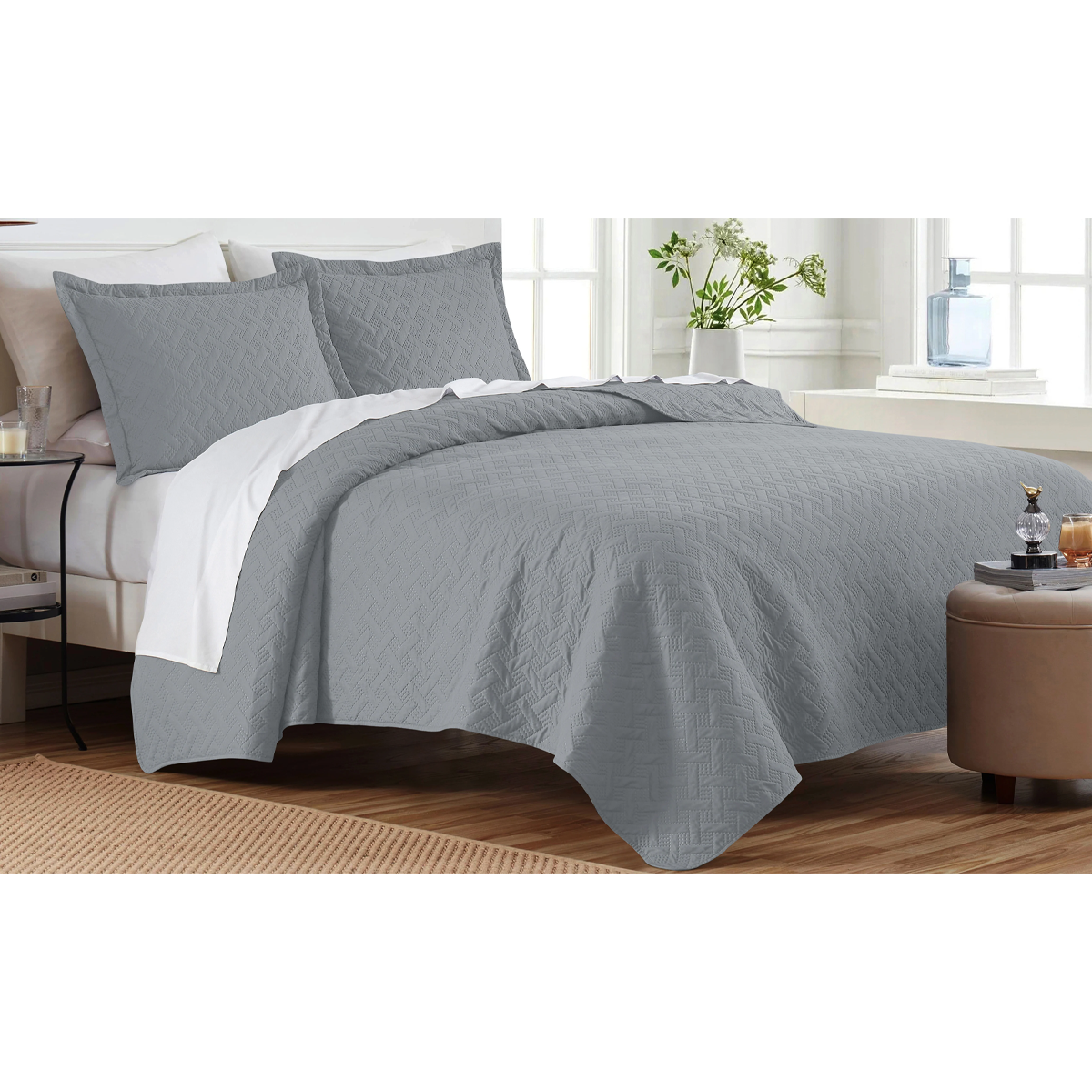 Photos - Duvet Dan River 3-Piece Dan River Basket Pinsonic Quilt Set - Pinsonic Quilt - K