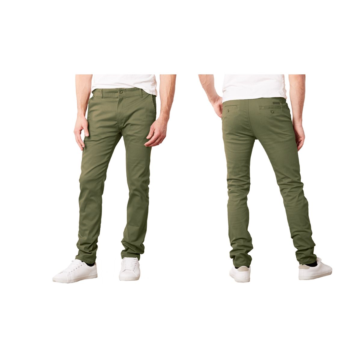 Men's Slim-Fit Cotton Stretch Chino Pants - Olive - 30x30