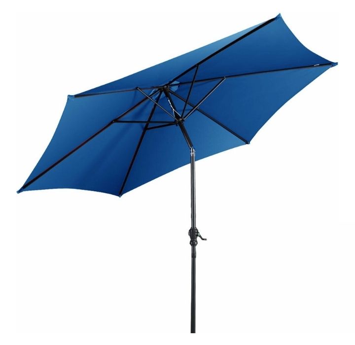 Photos - Parasol Costway Market Steel 10-Foot Tilt Patio Umbrella - Blue OP2807BL-UNTIL 