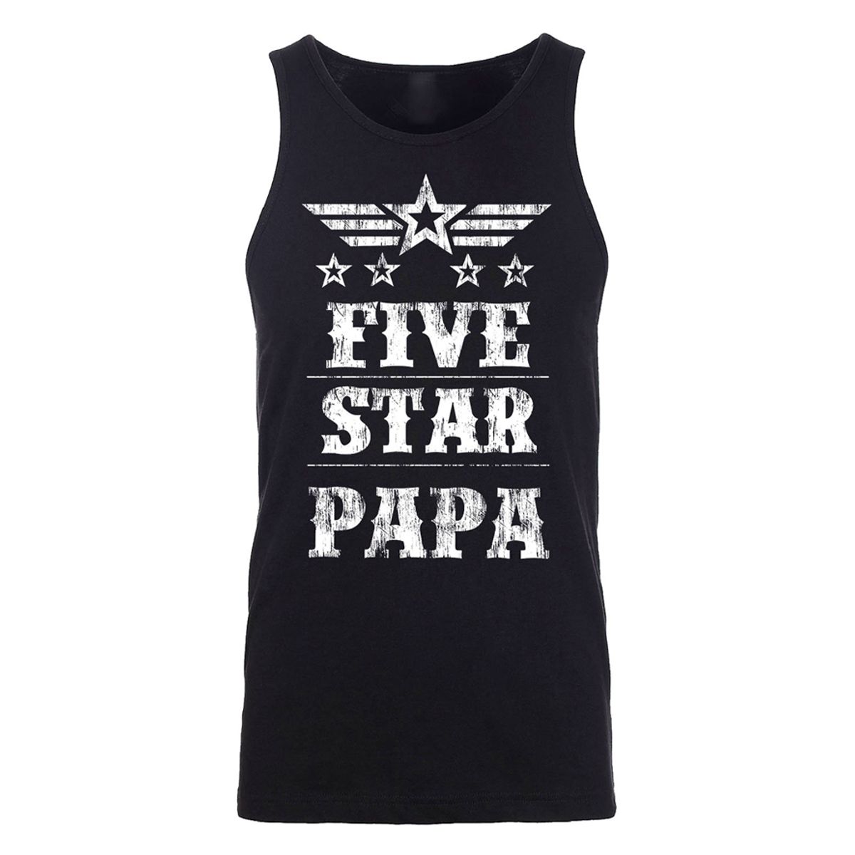 Men's Best Dad Father's Day Tank Top - Men's Greatest Five Star Father's Day Tank Top - Five Star Papa - Black / M