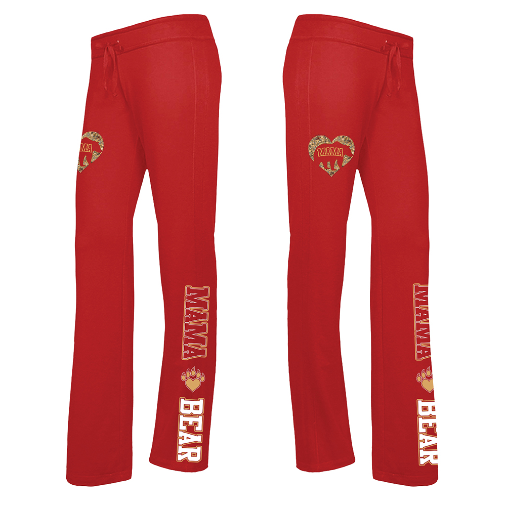 Women's Mother's Day Lounge Pants - Mama Bear Heart Mama - Red / M