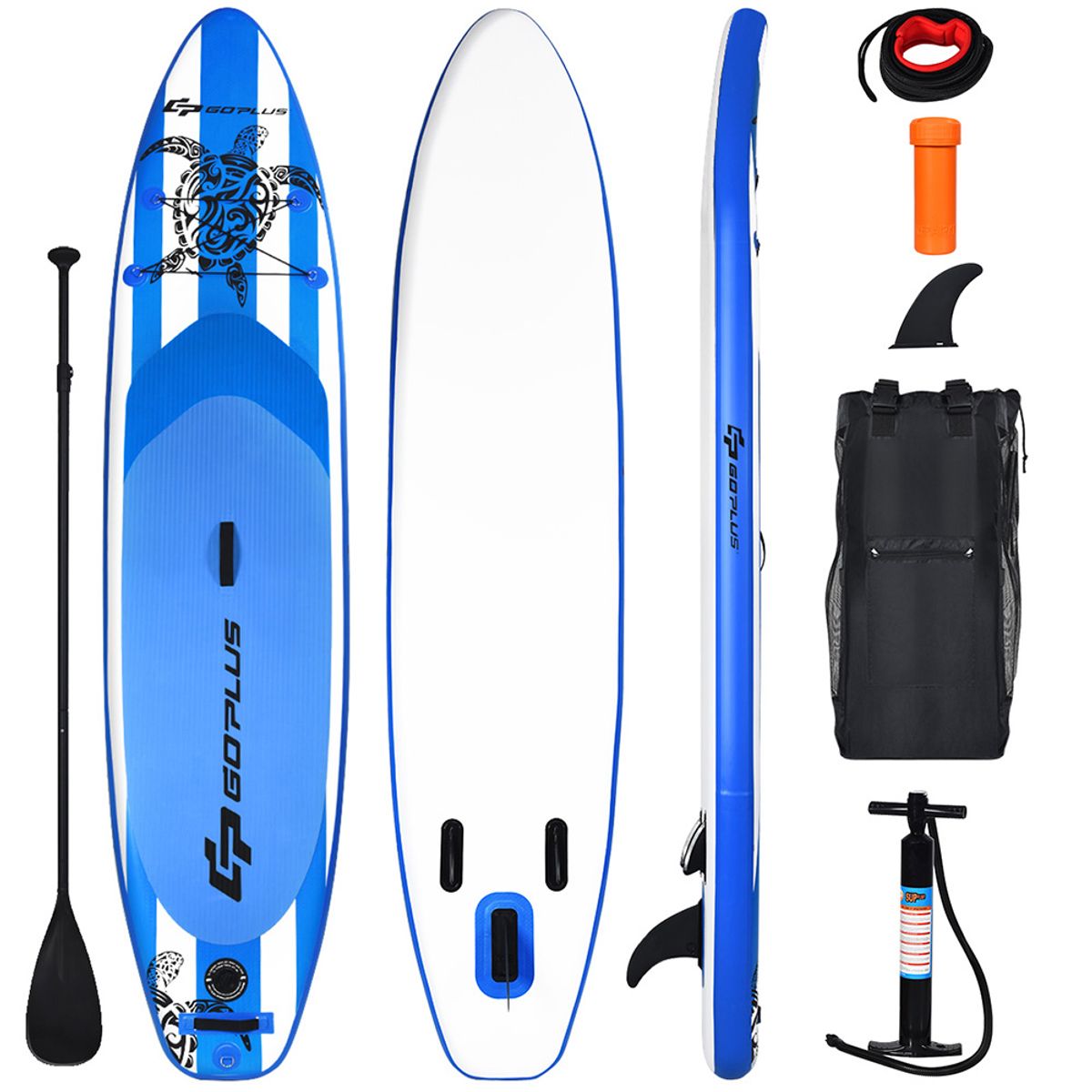 Photos - Paddleboard Costway Blue Honu Inflatable Stand-up Paddle Board - 11-Foot SUP SP36925 