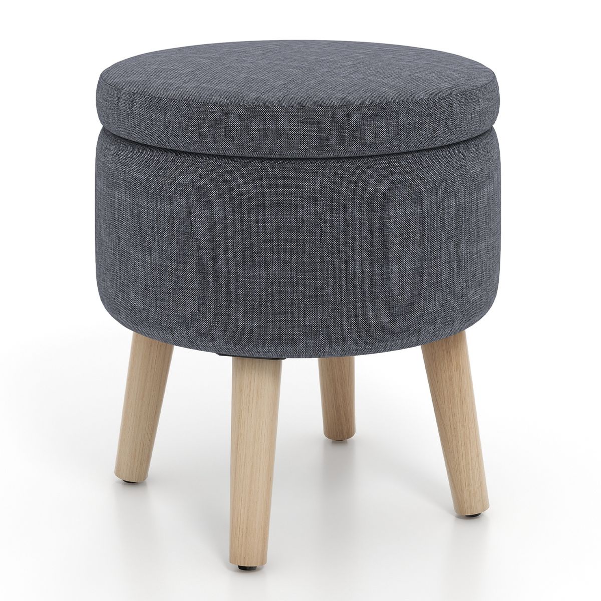 Photos - Pouffe / Bench Goplus Costway Round Storage Ottoman with Tray - Gray JV10911GR