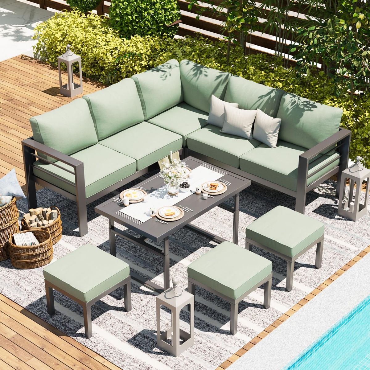 Photos - Garden Furniture AECOJOY 7-Piece Aluminum Patio Furniture Set - 16298GN-UG01 16298GN-UG01