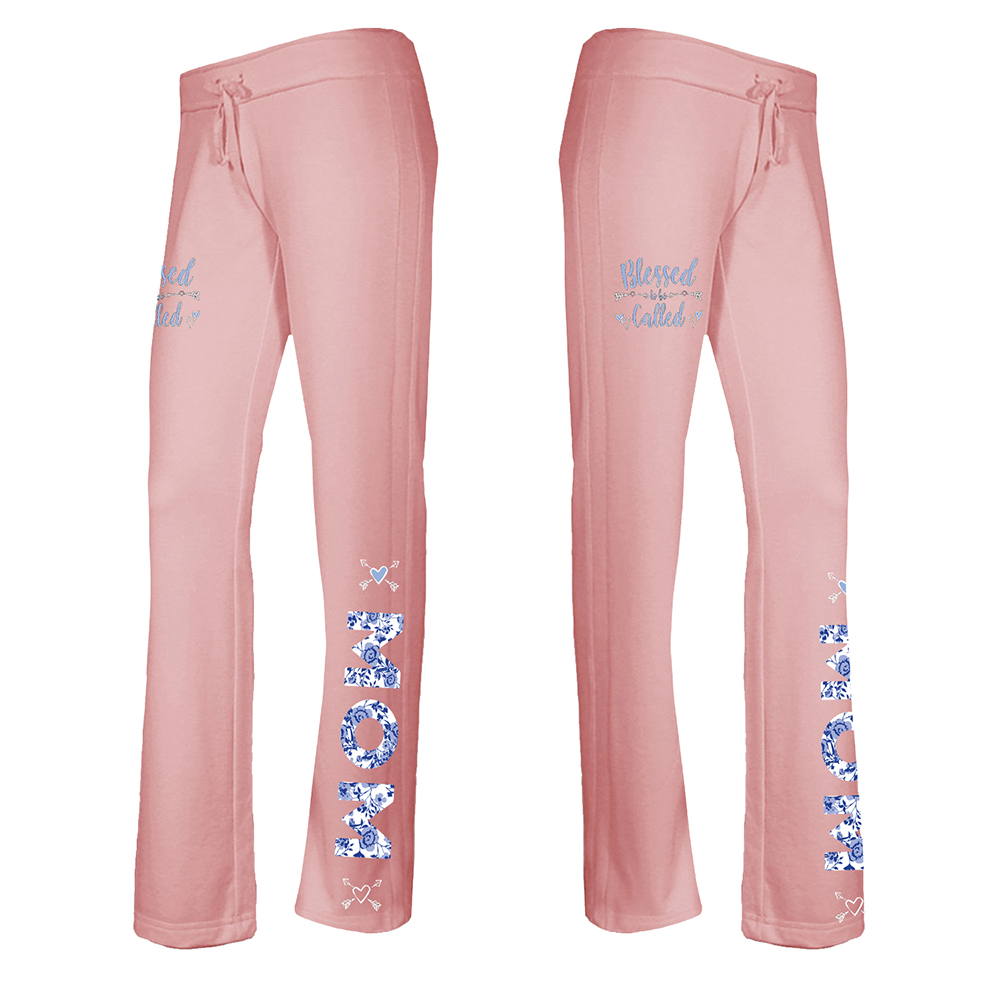 Women's Mother's Day Lounge Pants - Mom Blue Floral - Pink / L