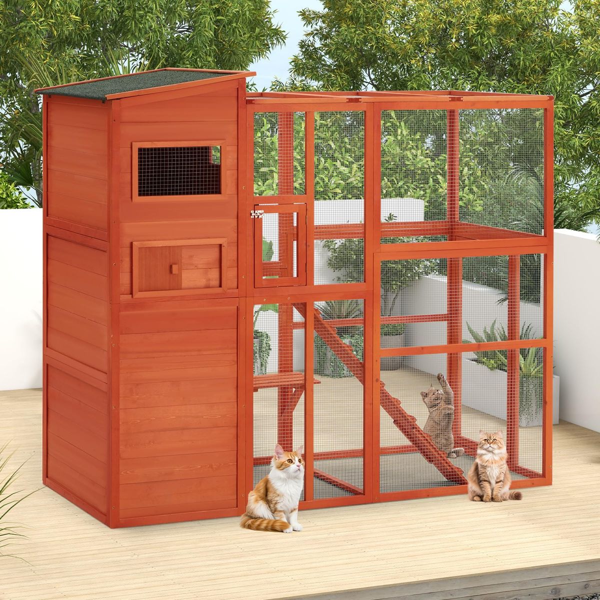 Photos - Bed & Furniture AECOJOY Outdoor Cat Catio - Natural Wood 12092BR-UG01