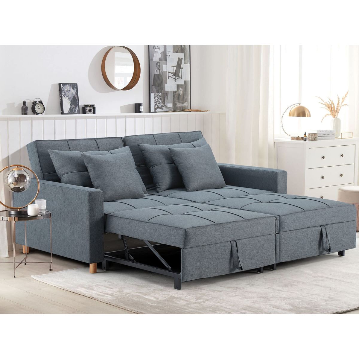 Photos - Sofa YODOLLA YODOLLA 3-in-1 Convertible Sleeper Loveseat - Dark Grey 13170DG-UG