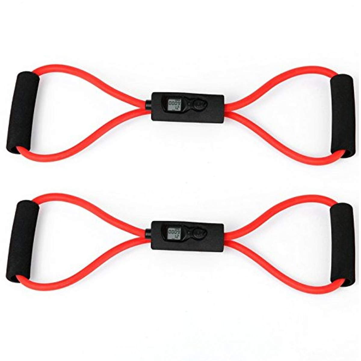 Figure-8 Resistance Band with LCD Screen for Calorie & Rep Counting - 2 Pack