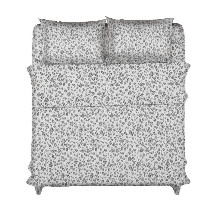 Photos - Bed Linen Hannah Linen Egyptian Comfort Deep Pocket Microfiber Floral Sheet Set - 4-PIECE FLORAL FULL WHT/GRY FLORALFWHT-GRY