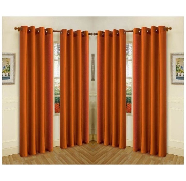 Photos - Curtains & Drapes J&V TEXTILES Semi-Sheer Faux Silk 84" Curtain Panels - Brick 4-MIRA BRICK(4-Pack)