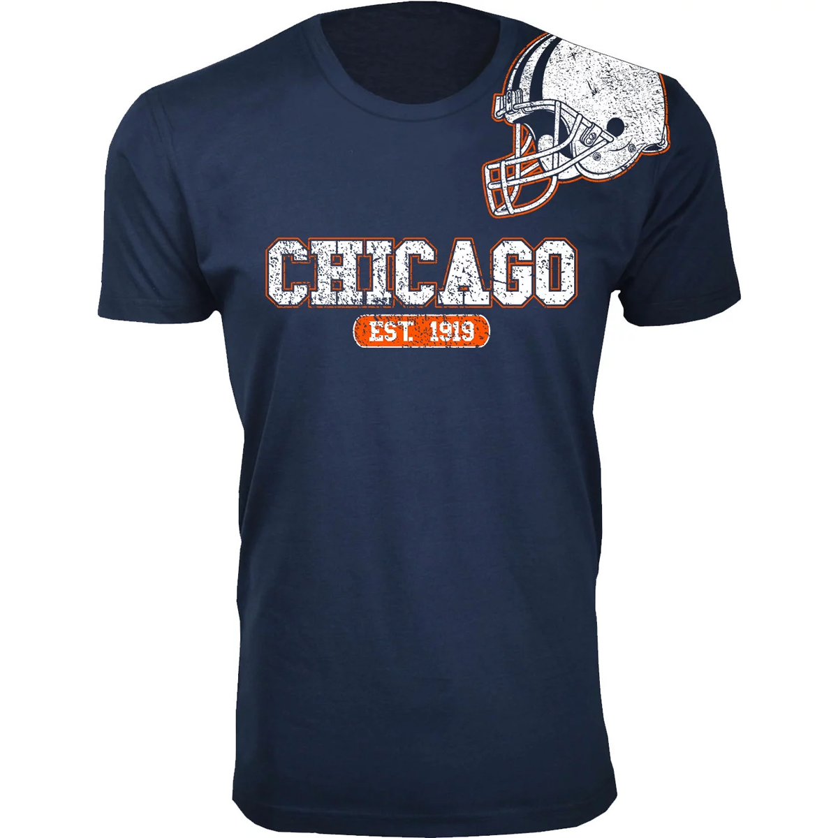 Men's Football Team Helmet Cotton T-Shirt -  Chicago / Navy / Small