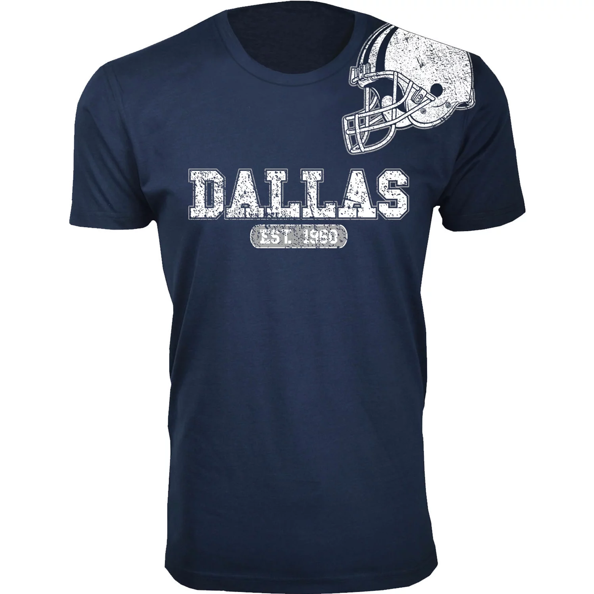 Men's Football Team Helmet Cotton T-Shirt -  Dallas / Navy / Small