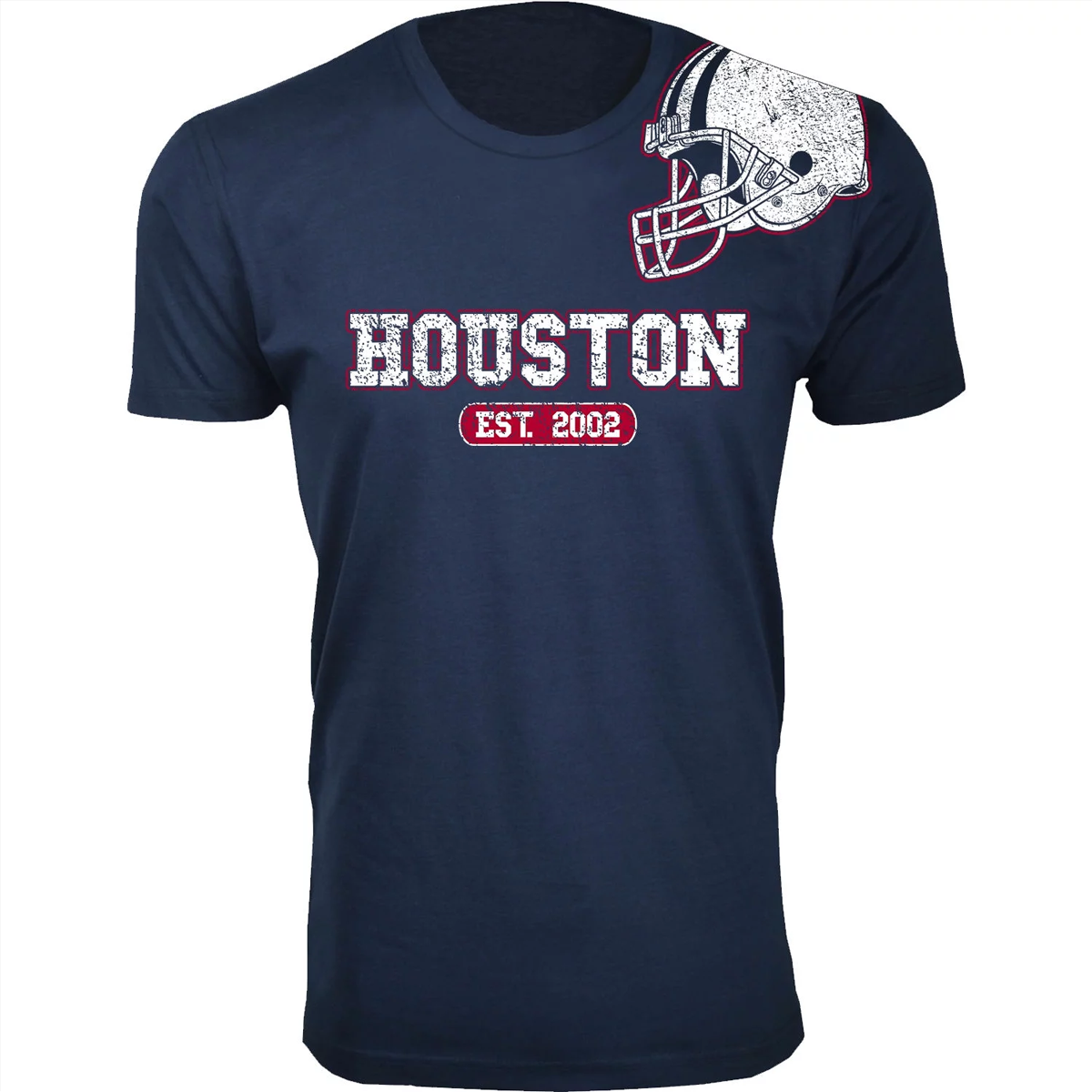 Men's Football Team Helmet Cotton T-Shirt -  Houston / Navy / Small