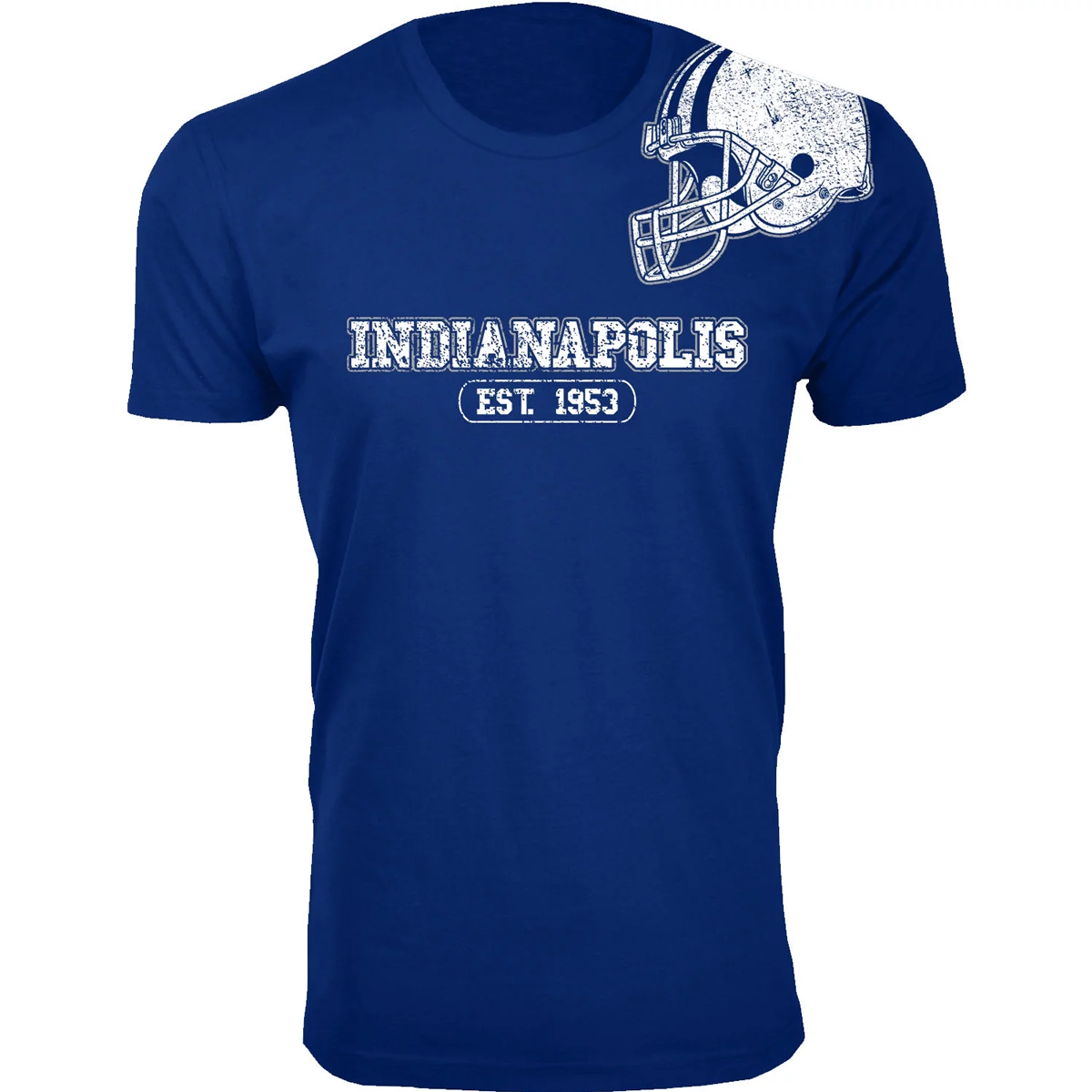 Men's Football Team Helmet Cotton T-Shirt -  Indianapolis / Royal Blue / Small