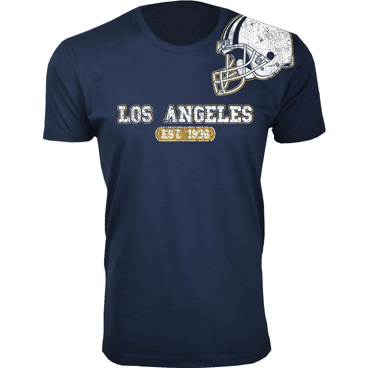 Men's Football Team Helmet Cotton T-Shirt -  Los Angeles / Navy / Large