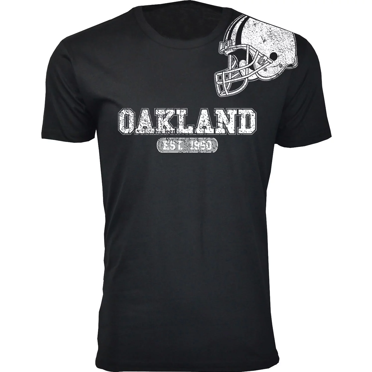 Men's Football Team Helmet Cotton T-Shirt -  Oakland / Black / Small