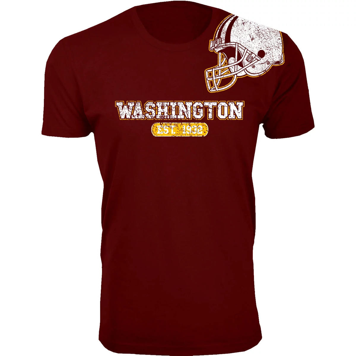 Men's Football Team Helmet Cotton T-Shirt -  Washington / Burgundy / Medium