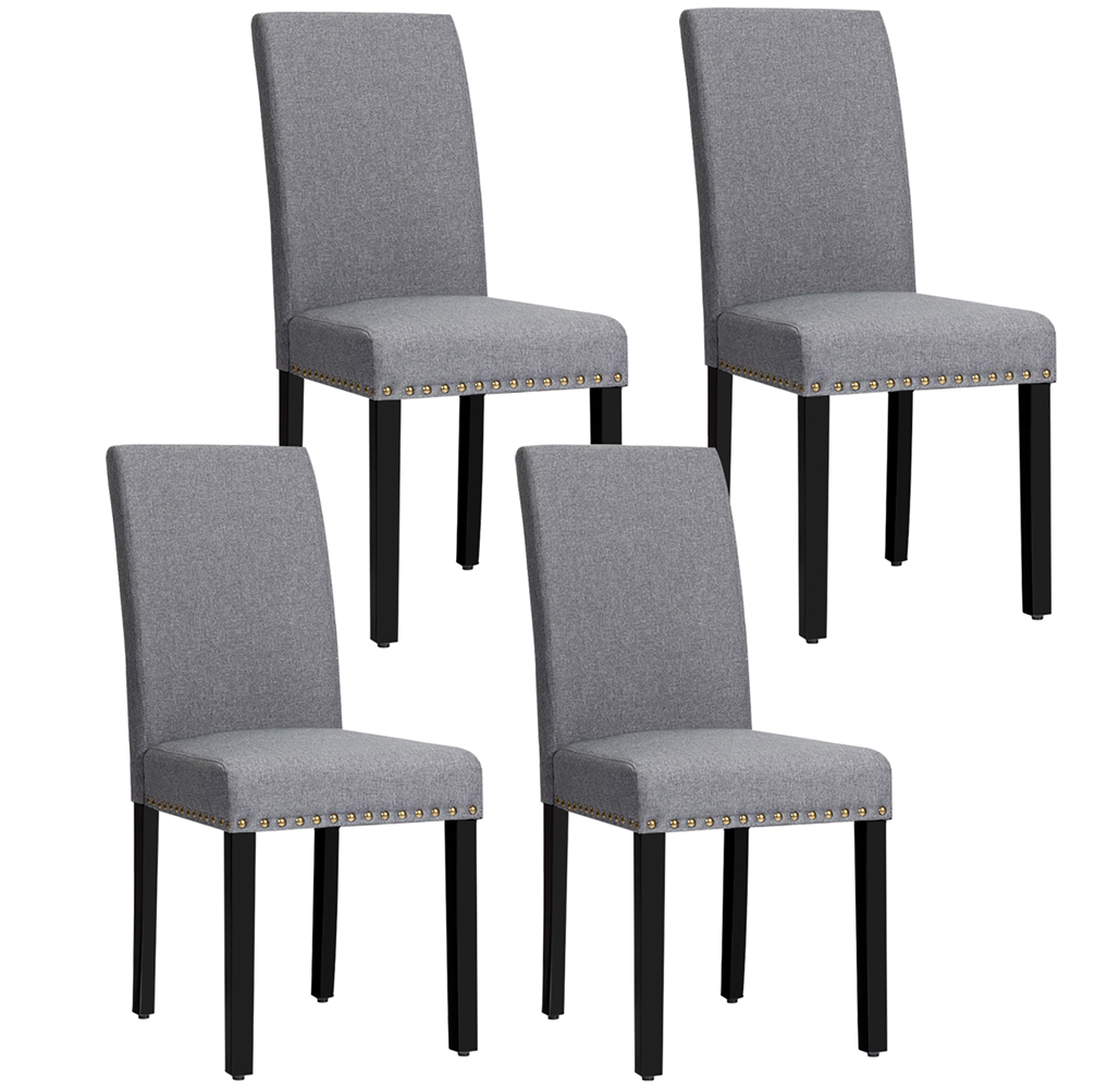 Photos - Chair Goplus Fabric Dining  with Nailhead Trim  - Dark Grey 2*HW(Set of 4)