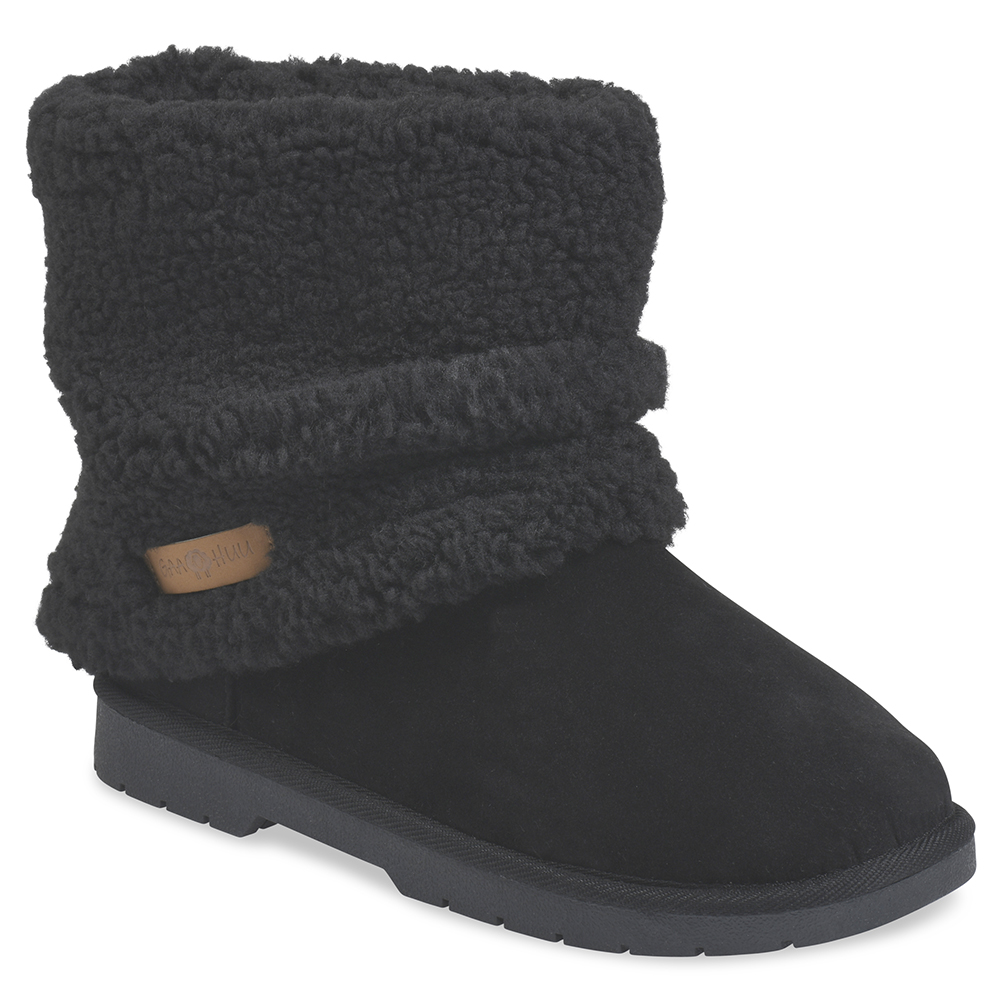 GaaHuu™ Women's Faux Suede Water-Resistant Boots - black 6 - Berber Cuff Boot