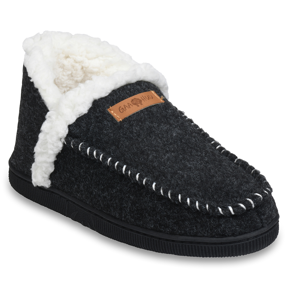 GaaHuu™ Women's Memory Foam Slipper Boots - black small faux wool slipper