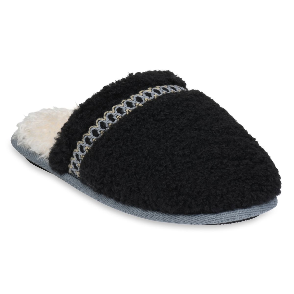 GaaHuu™ Women's Memory Foam Scuff Slippers - black large with trim detail