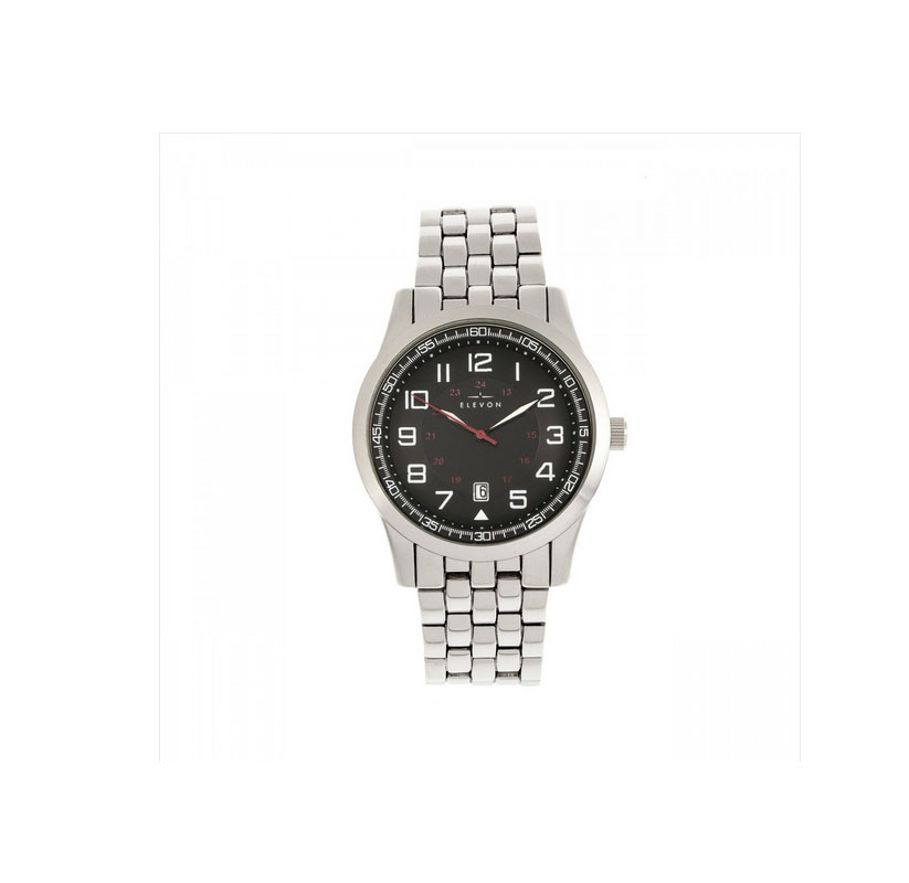 Elevon Garrison Men's Bracelet Watch with Date - Black Face / Black Band