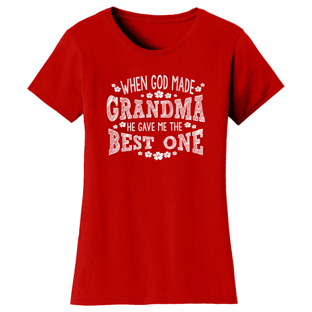 Greatest Blessing Mother's Day T-Shirt -  GRANDMA He gave Me The Best One - Red / 2XL