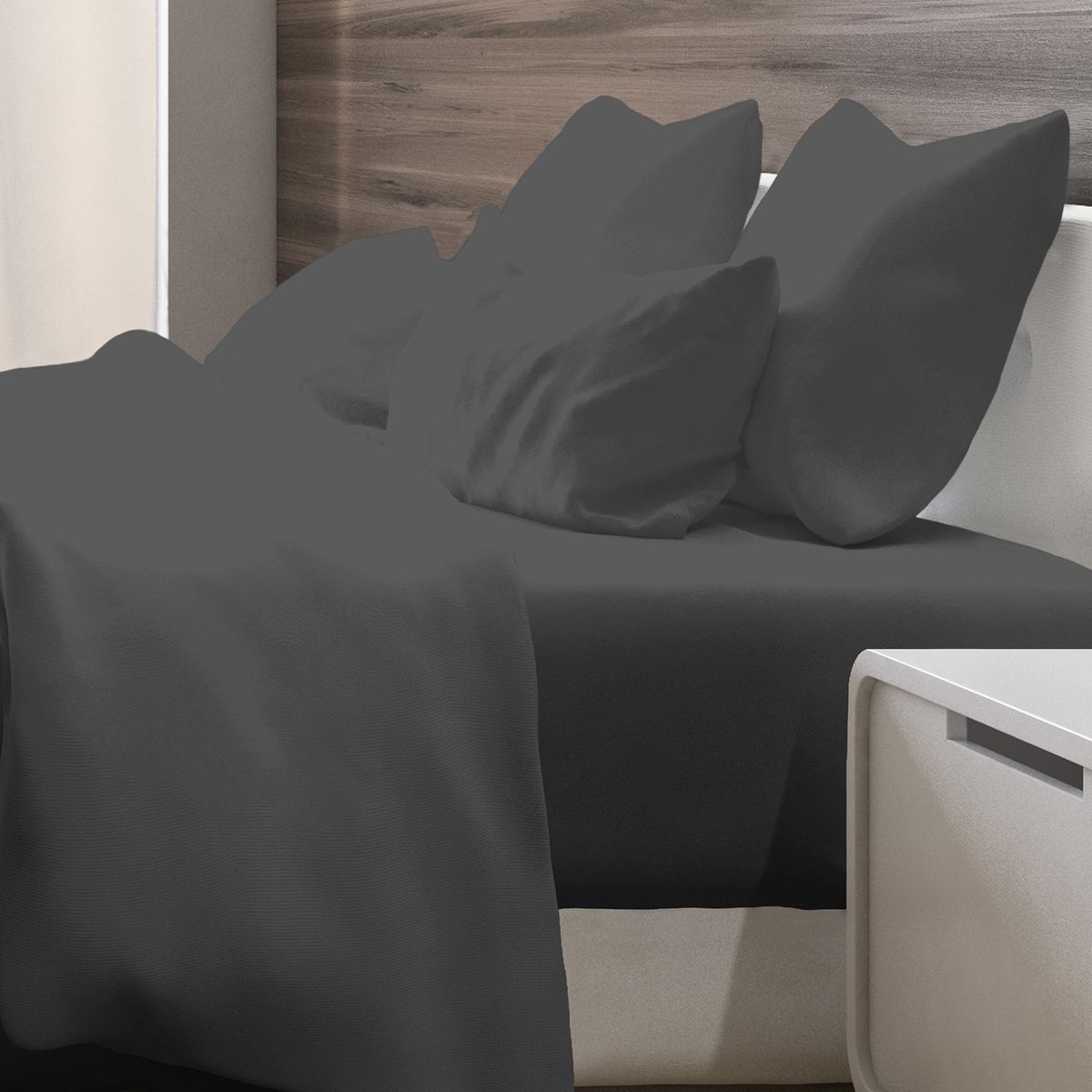 Photos - Bed Linen LUXURY LIVING 6-Piece Luxury Deep Soft Pocket Sheet Set  - Gray - Full LH-1600S-6PC-GRA-F(Full)