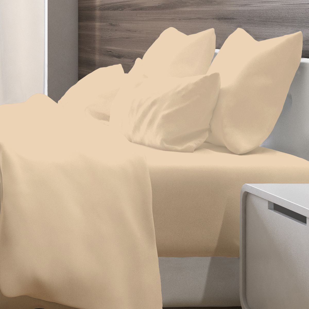Photos - Bed Linen LUXURY LIVING 6-Piece Luxury Deep Soft Pocket Sheet Set  - Cream - Full LH-1600S-6PC-CRE-F(Full)