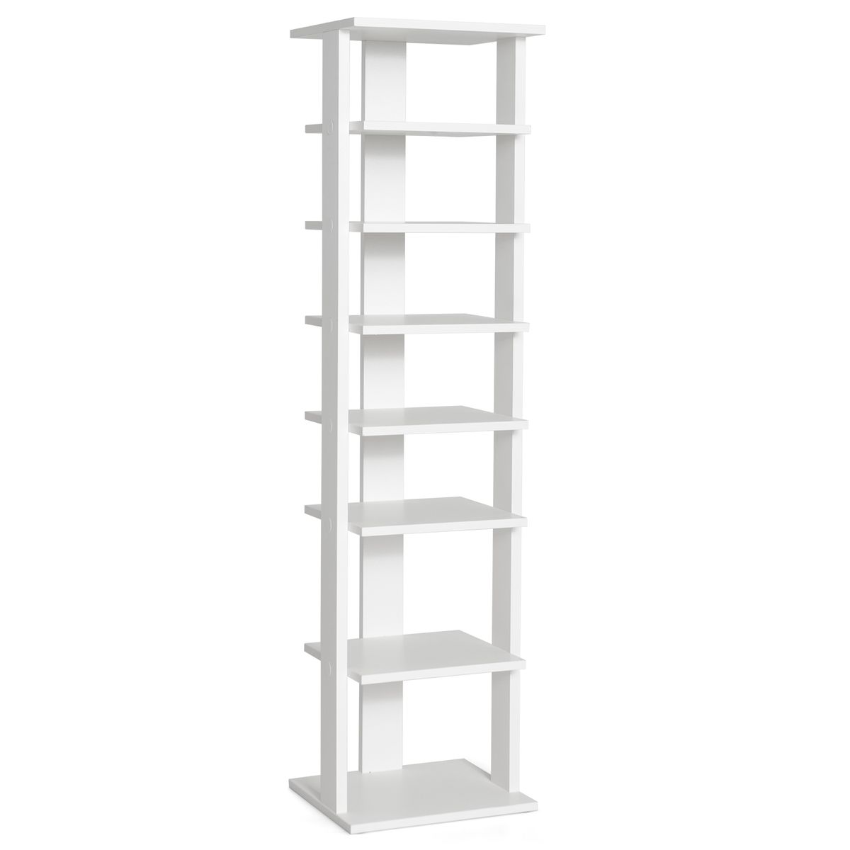 Photos - Wall Shelf Costway 7-Tier Wooden Multi-Shoe Storage Stand and Organizer - Shoes Storage Stand-White HW57375