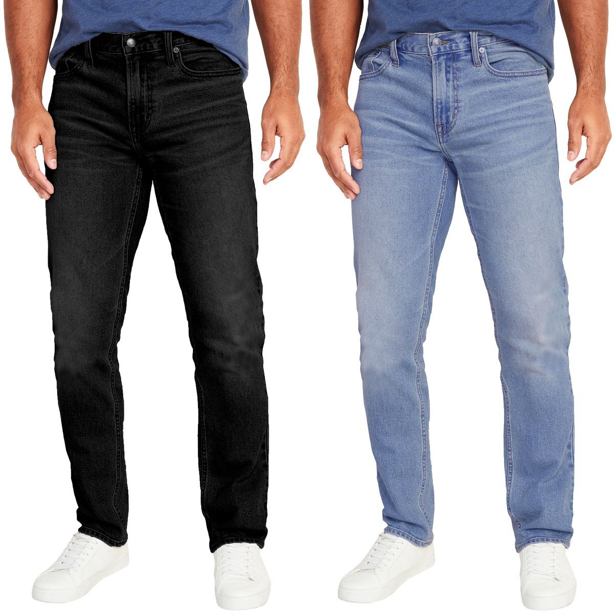 Men's Flex-Stretch Slim Straight Jeans with 31-Inch Inseam (1 or 2-Pair) - MBJ-Jeans / BK-LB / 32
