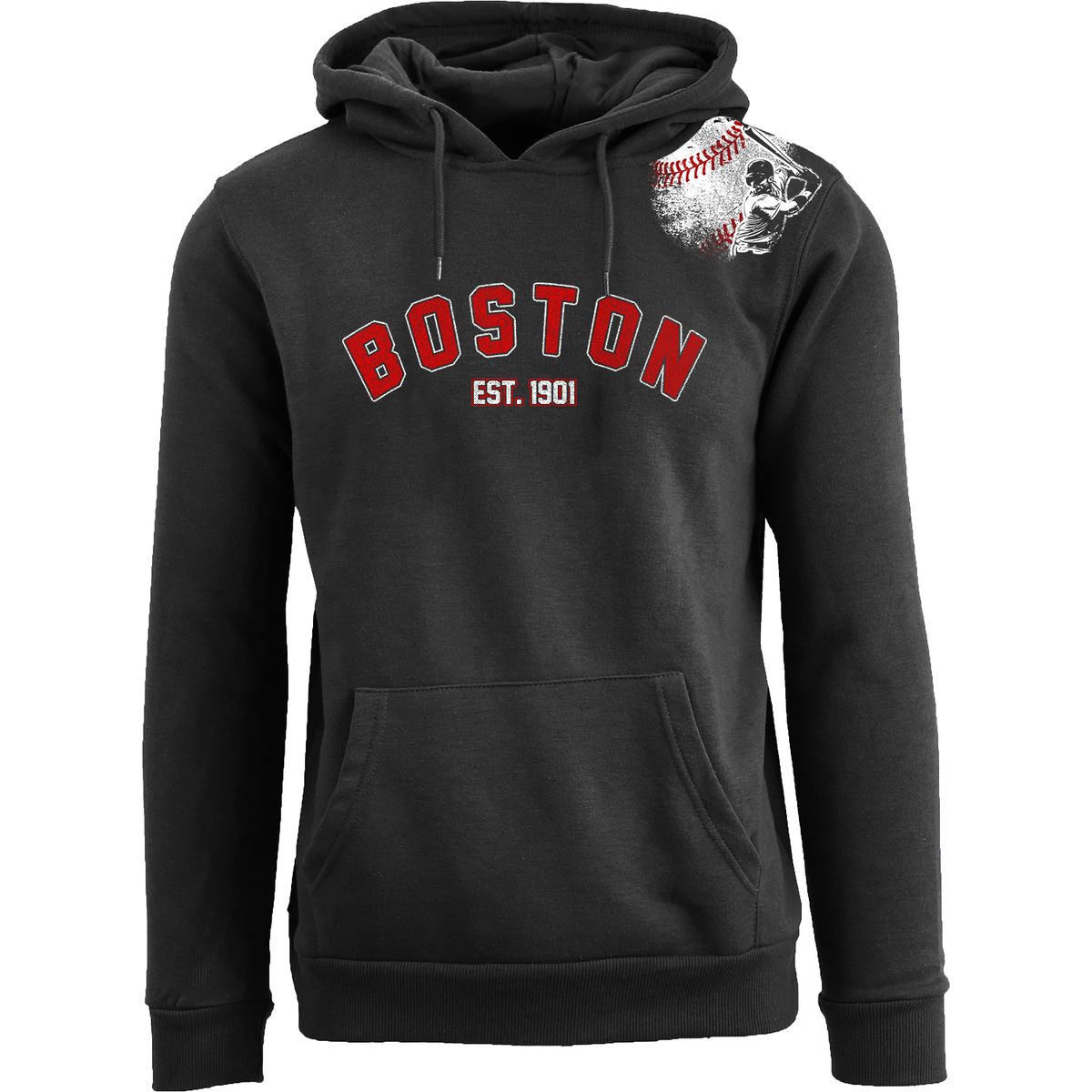 Women's Batter-Up Baseball Pullover Hoodie - Boston - Black / S