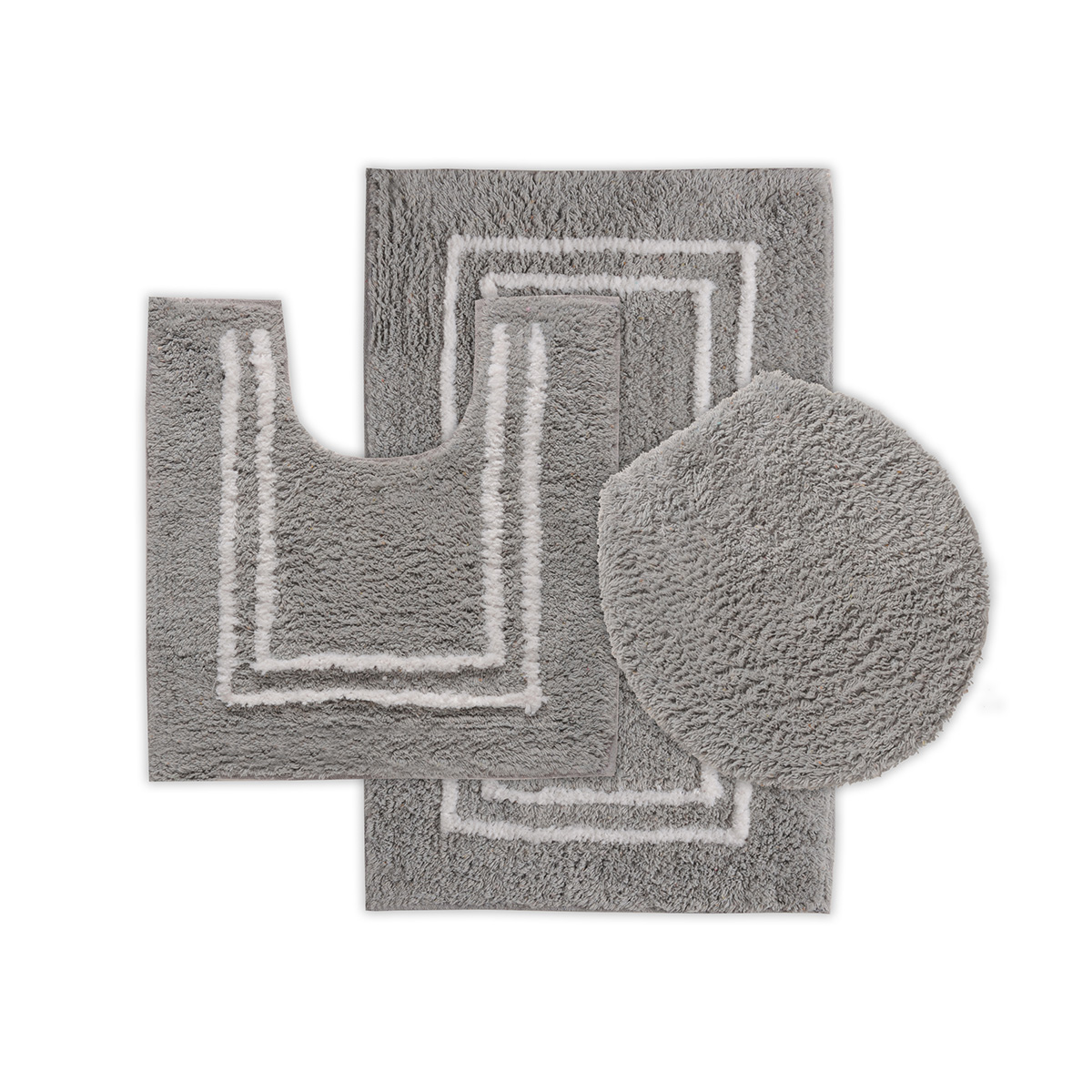 Tufted Cotton Bath Rugs (Set of 3) - Silver