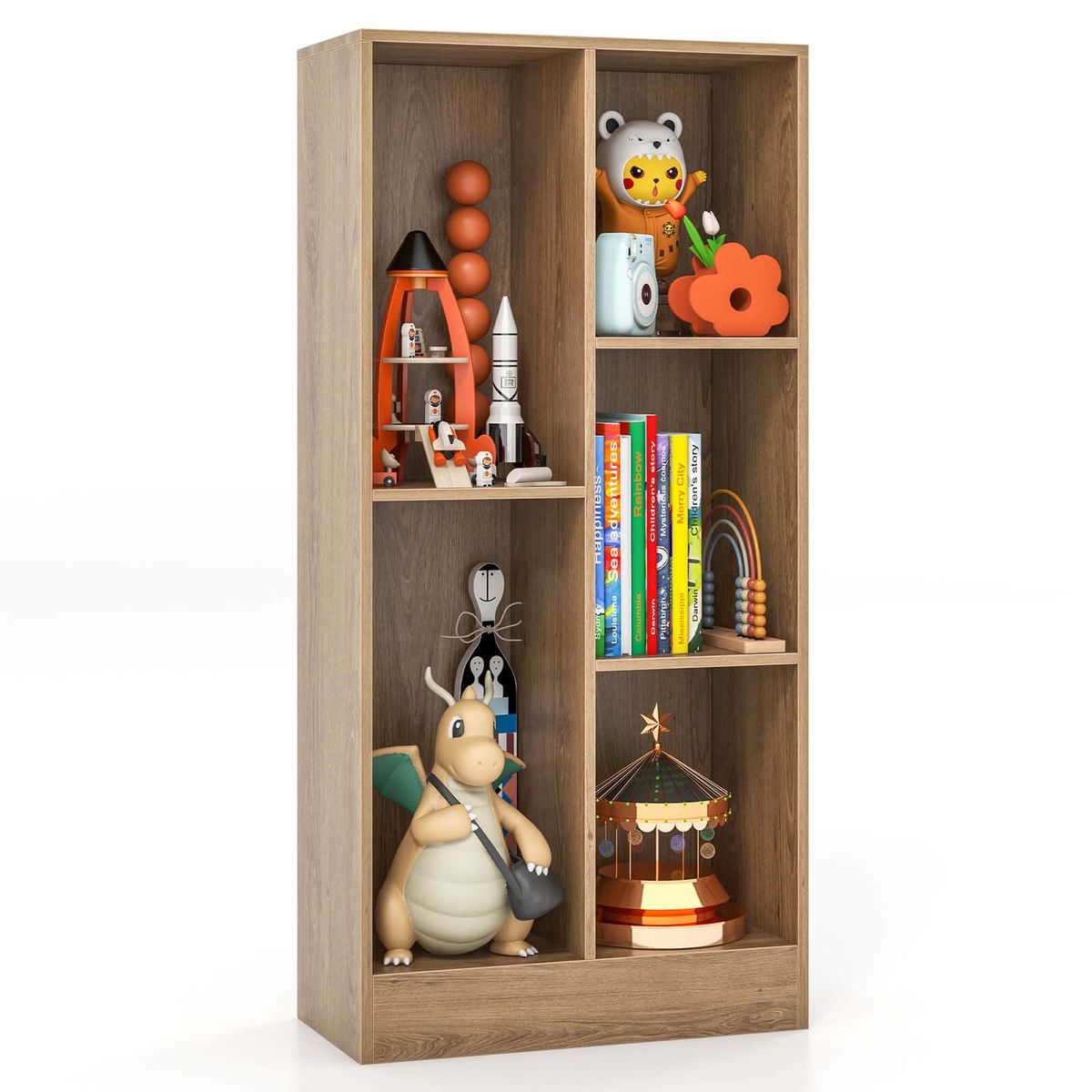 Photos - Wall Shelf Costway 41" 5-Cube Organizer Shelf for Kids - Kids Bookcase-Brown HCST02989 