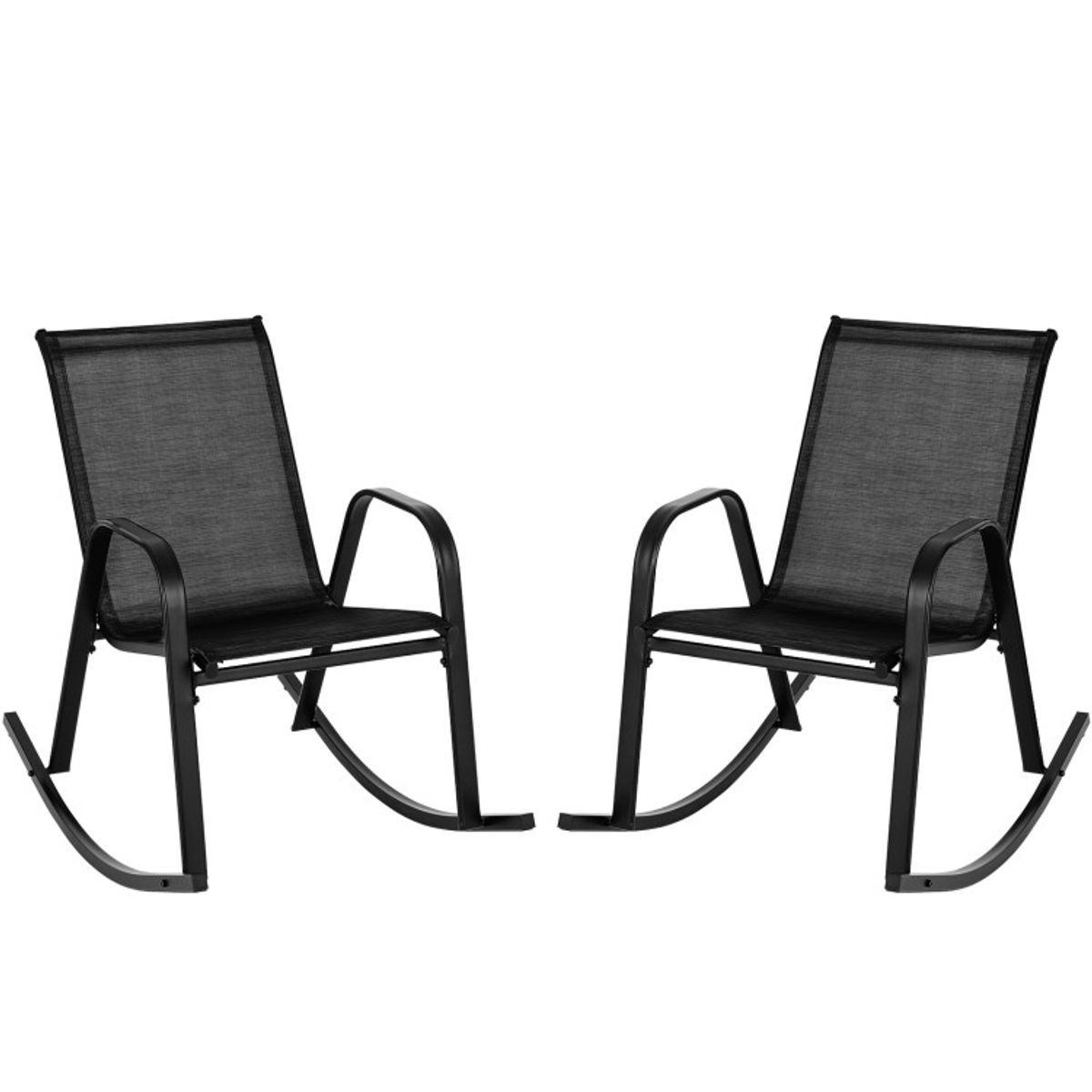Photos - Rocking Chair Costway Outdoor Metal Patio - 2 PCS Patio Rocking -Black HCST02154 (2-Pack)