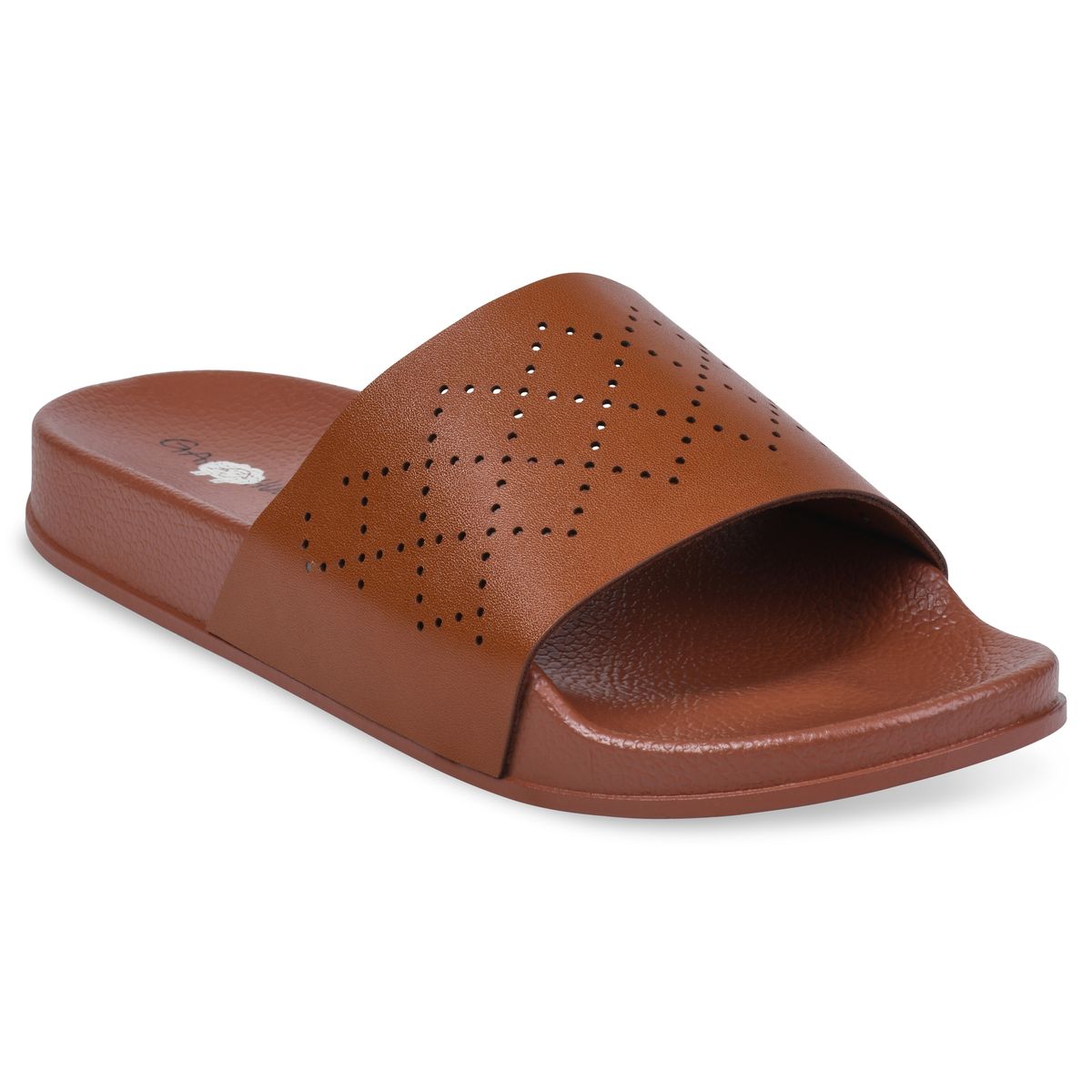 GaaHuu Women's Footbed Pool Slide Sandals - Brown  Embossed Small 5-6
