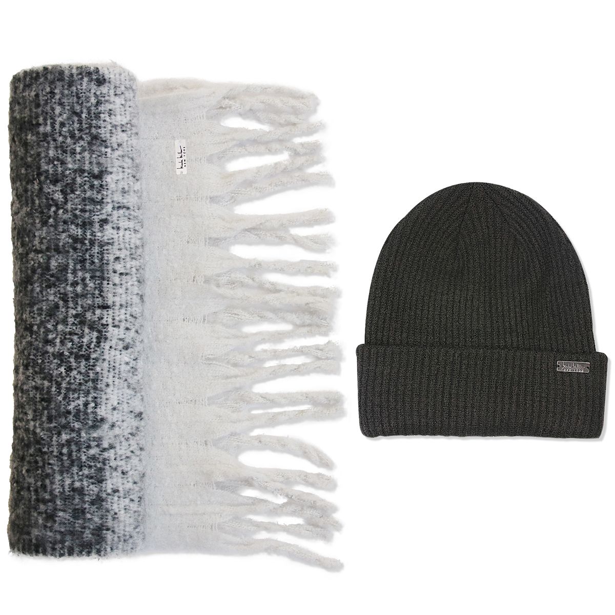 Nicole Miller Women's Beanie and Scarf Set - Black