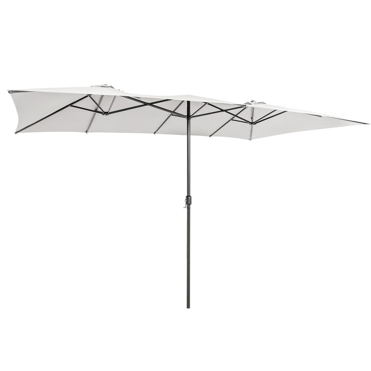 Photos - Parasol Costway 15-Foot Double-Sized Patio Umbrella with Crank Handle & Vented Tops - Beige NP11129BE 