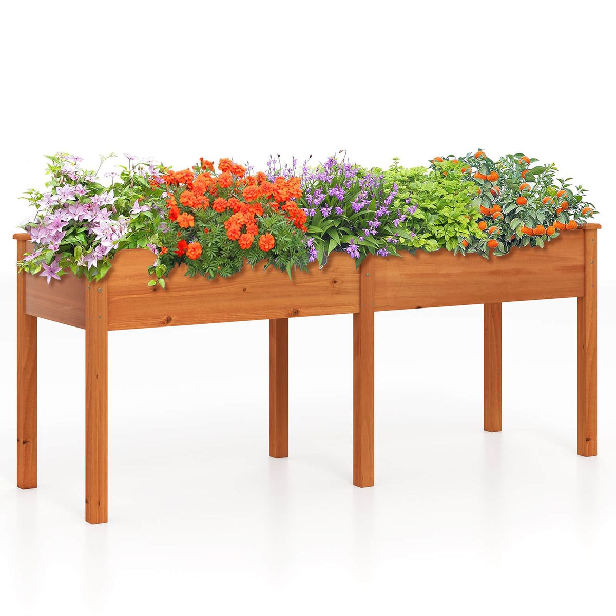 Photos - Flower Pot Costway Outdoor Raised Garden Planter Box - Raised Garden Bed-Brown HCST06435 