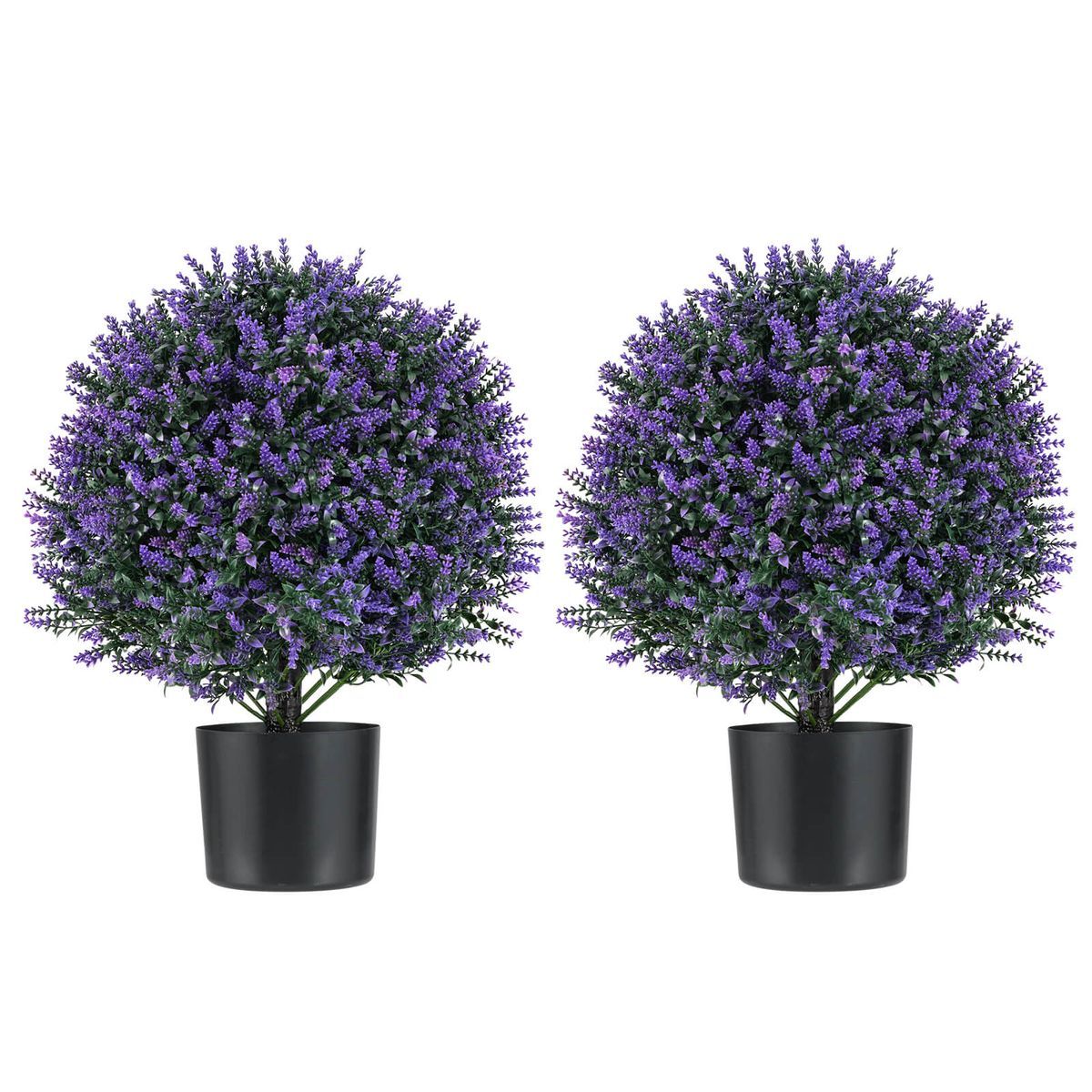 Photos - Other Decoration Costway Artificial Topiary Plants with Flowers - 2 Pack Artificial Lave HCST06728 (2-Pack)